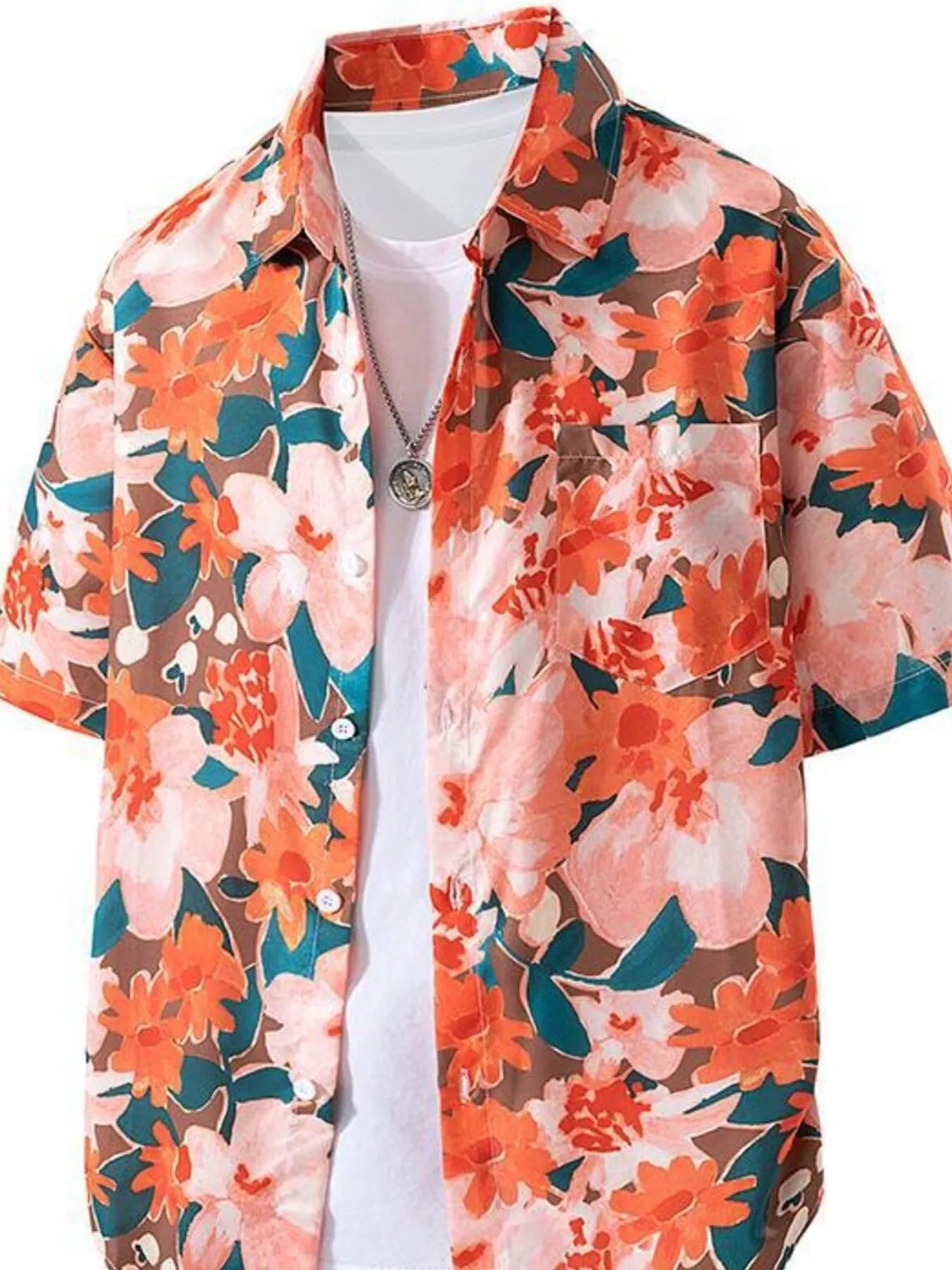 men's men's plus size tropical print short sleeve shirt - styling option