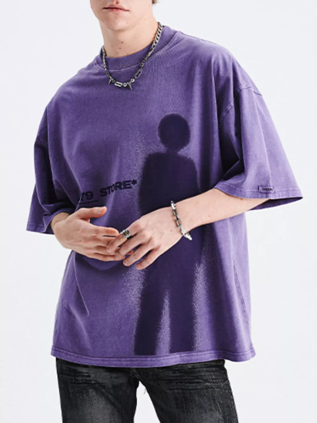 men's men's vintage washed graphic round neck t-shirt - alternate angle