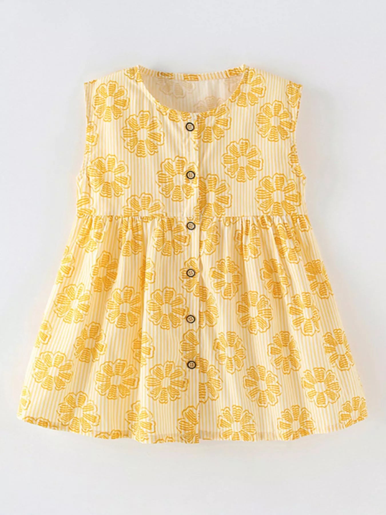 women's children's floral print button-front casual dress - detail shot