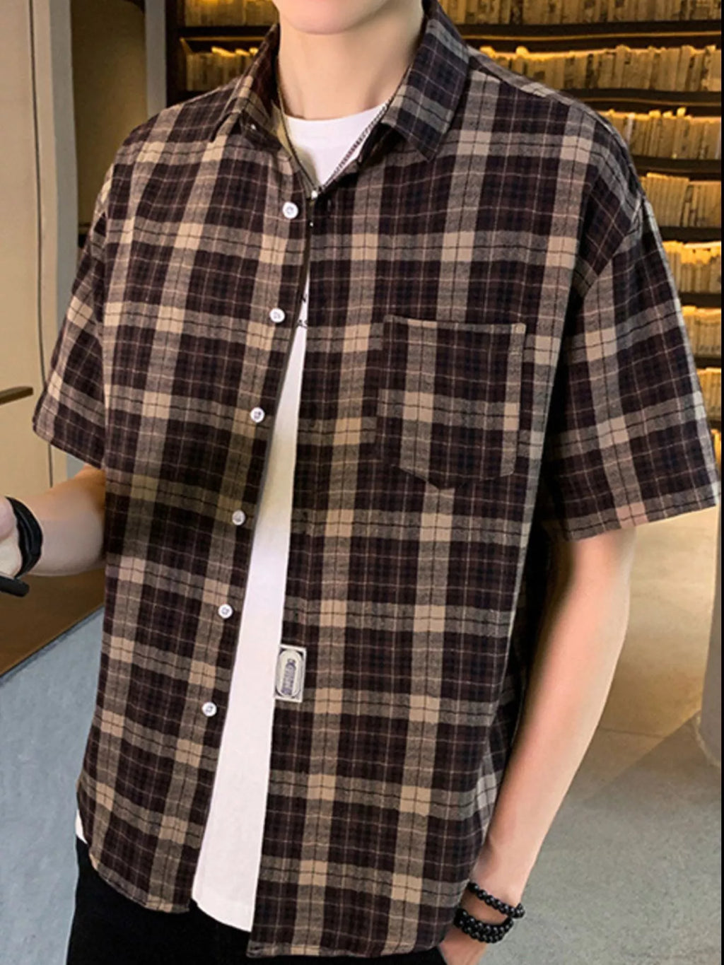 men's men's plus size casual plaid short sleeve shirt - product detail