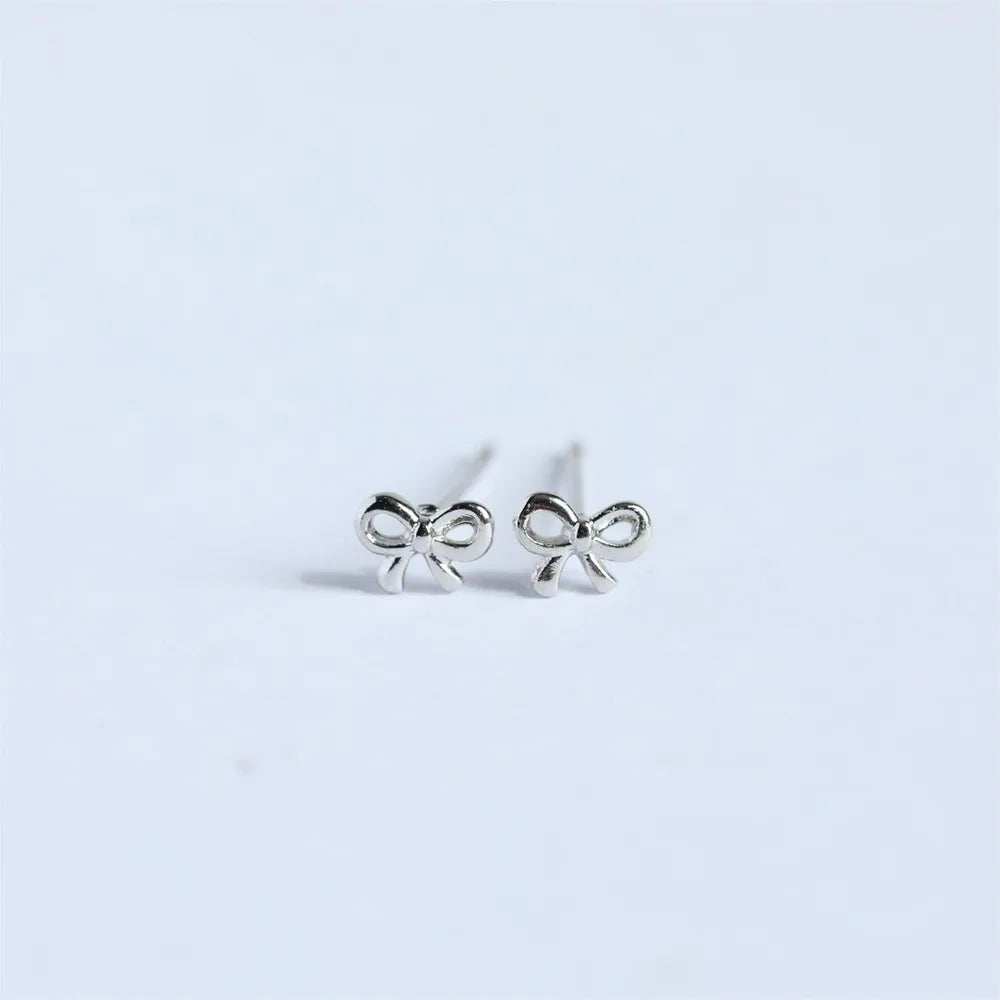 Copper Bow Stud Earrings Silver One Size