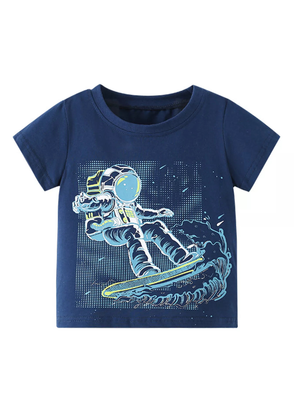 women's children's astronaut surfing graphic crew neck t-shirt - main product image