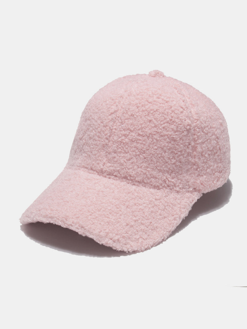 Sherpa Solid Color Baseball Cap Pink One Size