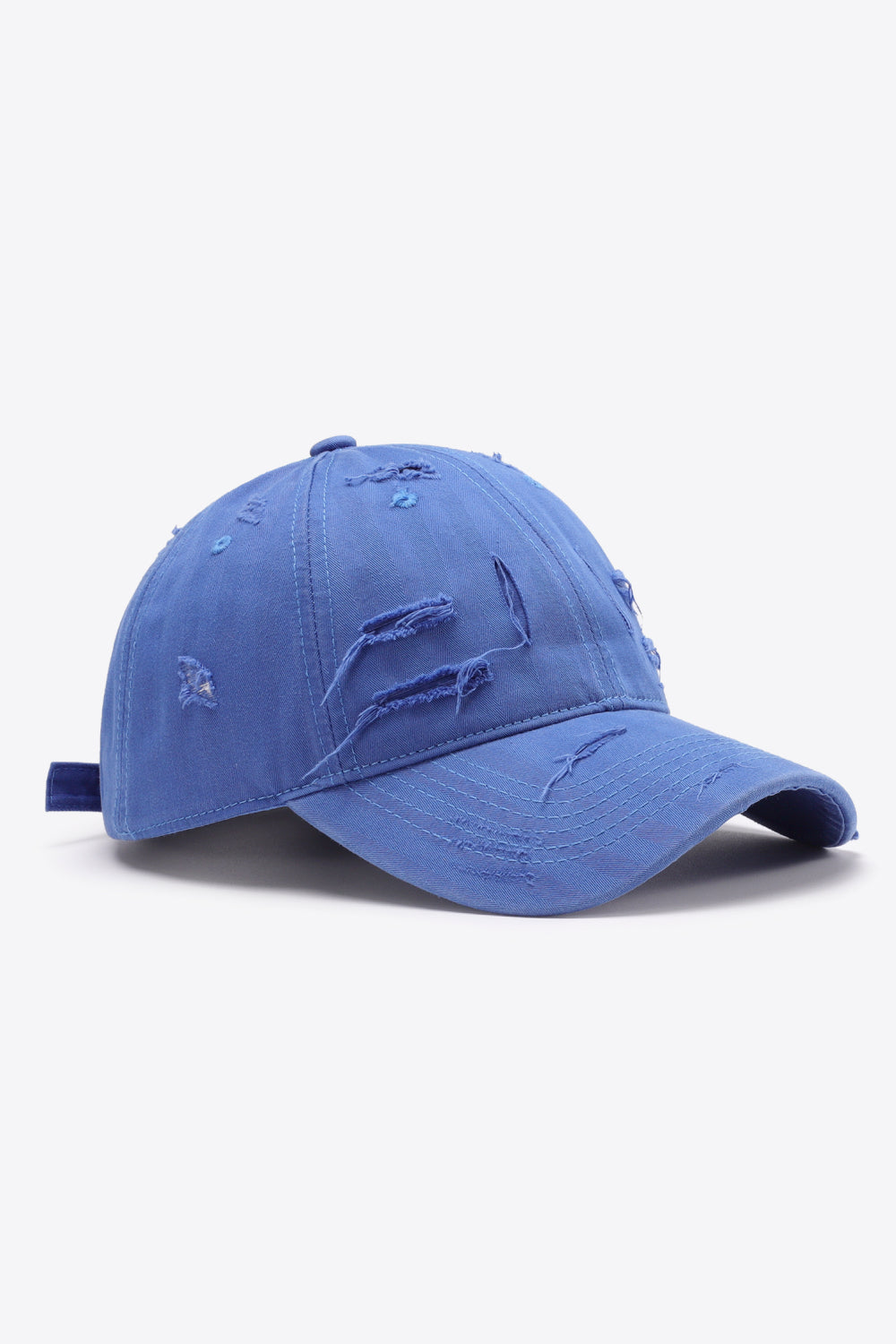 Distressed Adjustable Baseball Cap Cobalt Blue One Size