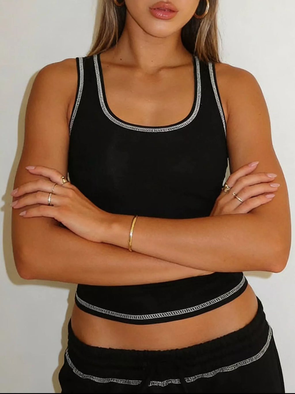 women's scoop neck tank top and drawstring pants set - extra view