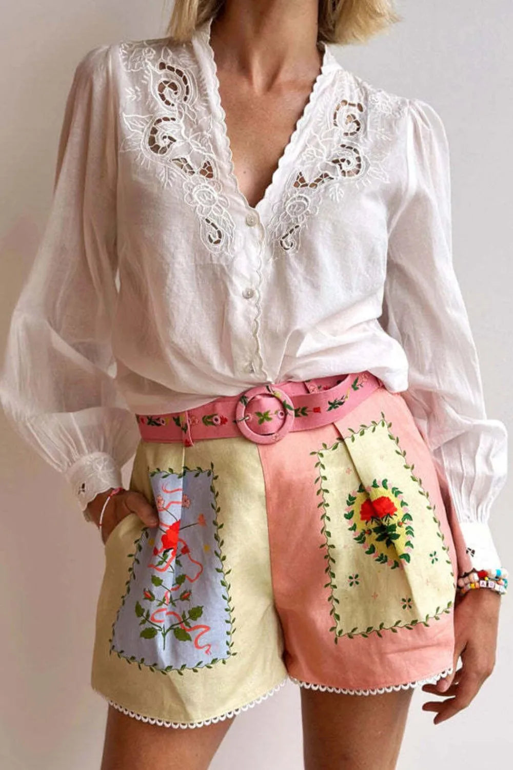 Printed Short Sleeve Shirt and Shorts Set