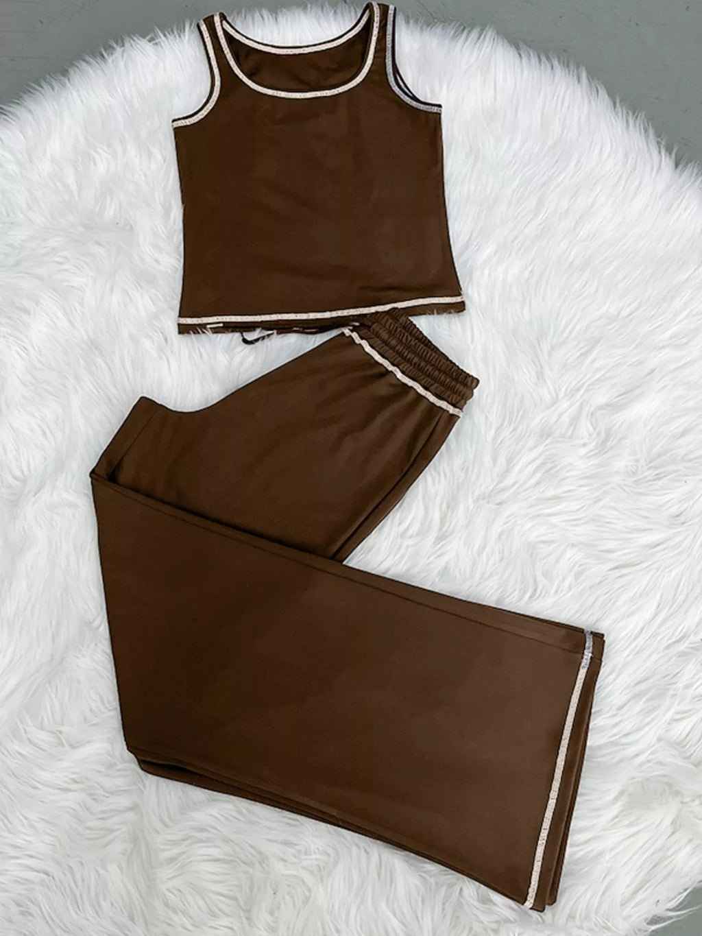 women's scoop neck tank top and drawstring pants set - extra view
