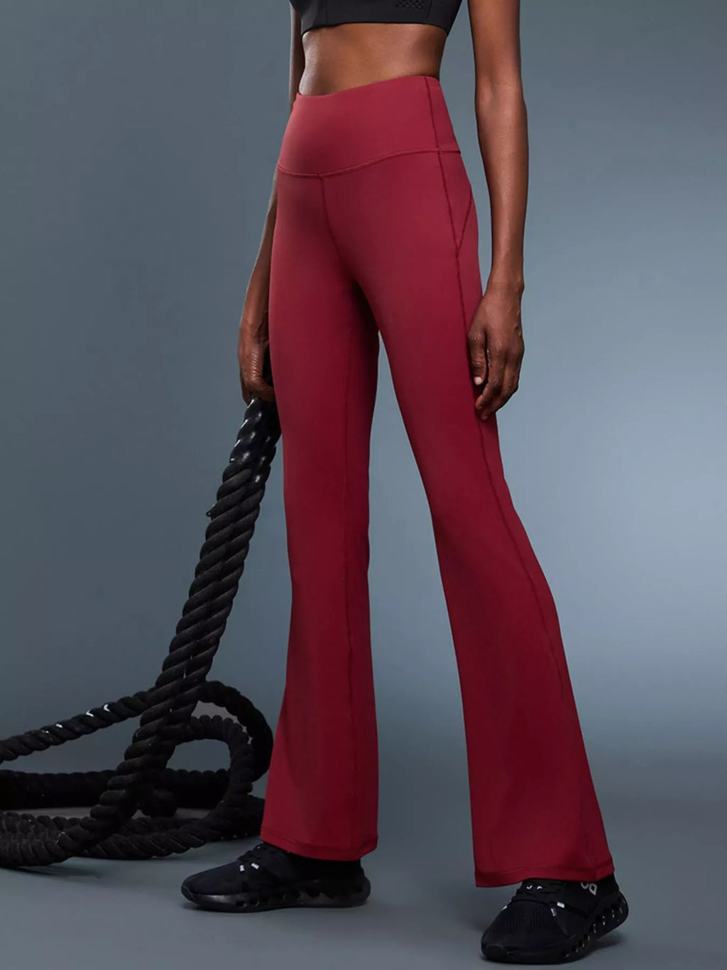 women's high-waisted flare active pants - detail shot