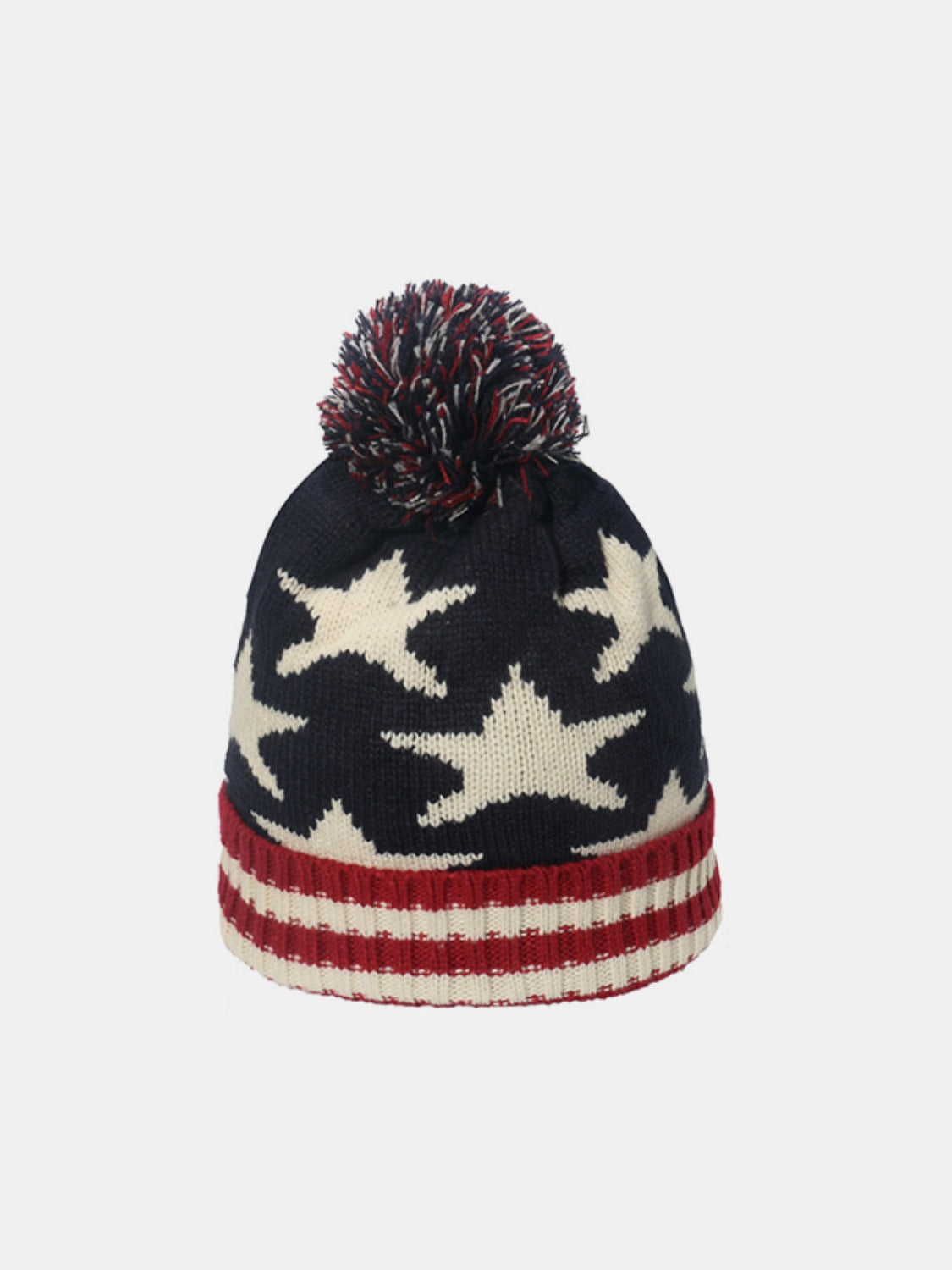 Roll Rim US Flag Knit Hat Style D One Size