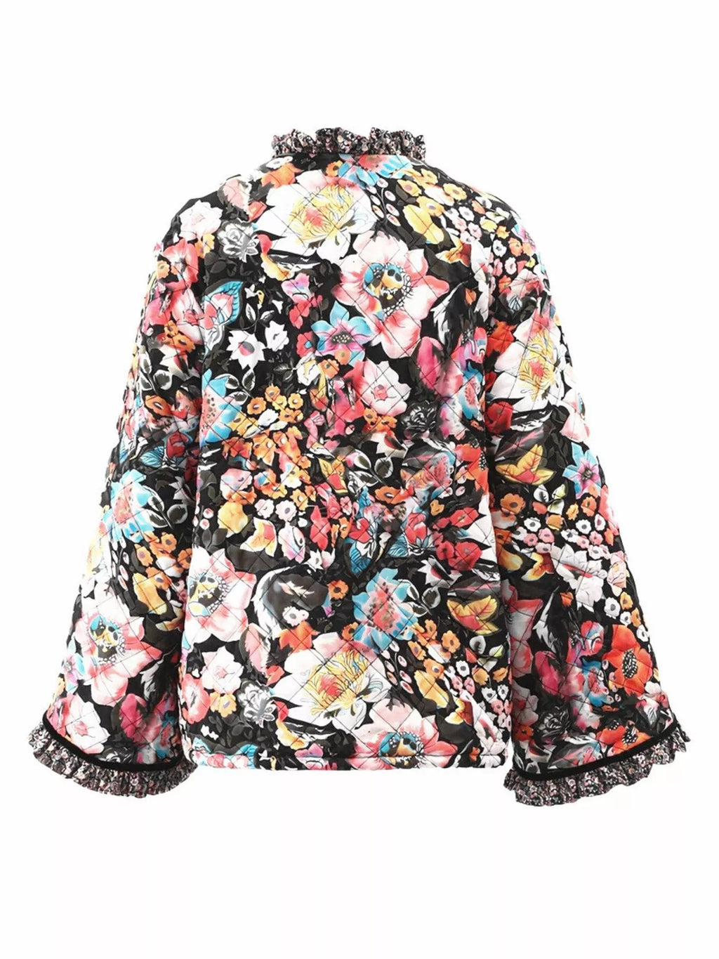 women's full size floral print quilted sherpa-lined jacket plus size - additional image