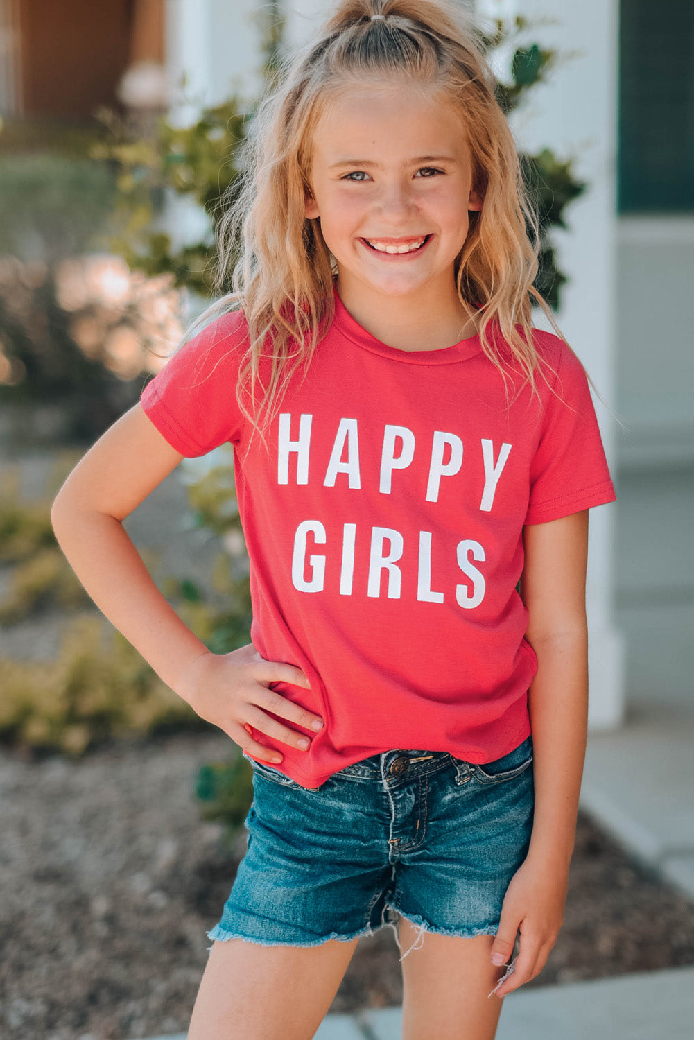 girls letter graphic short sleeve t shirt — stylish clothing for kids