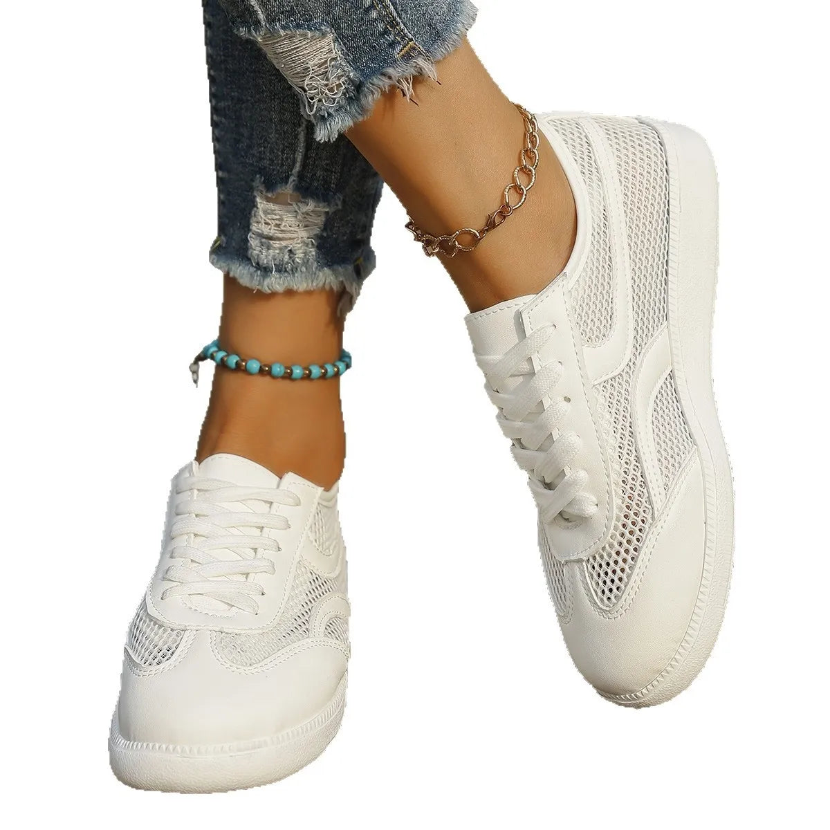 women's mesh lace up sneakers - extra view