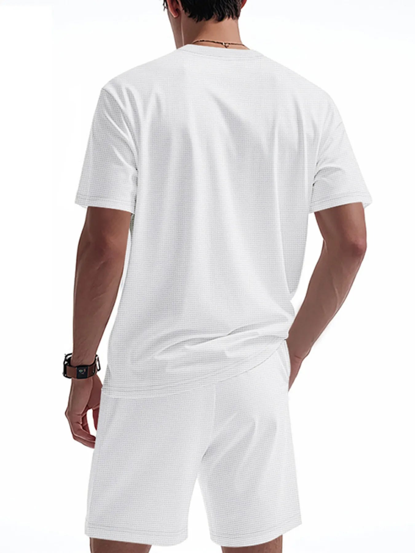 men's men's full size round neck short sleeve top and shorts set plus size - additional image