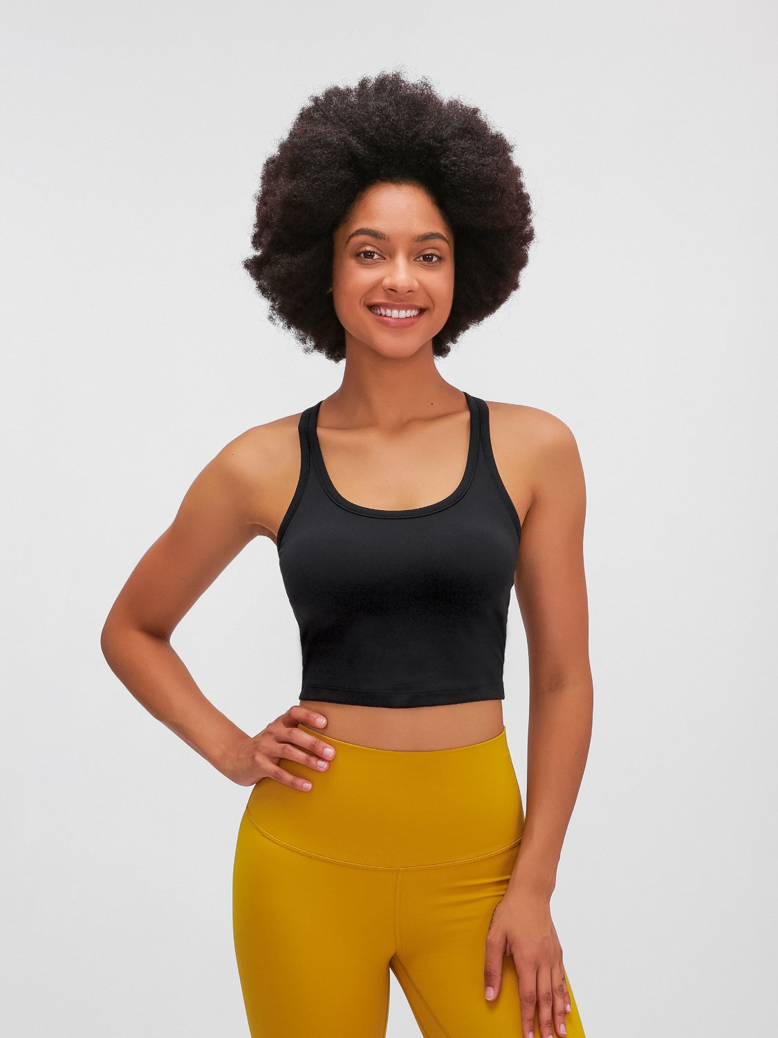 Millennia Scoop Neck Active Tank with Detachable Chest Pads Black