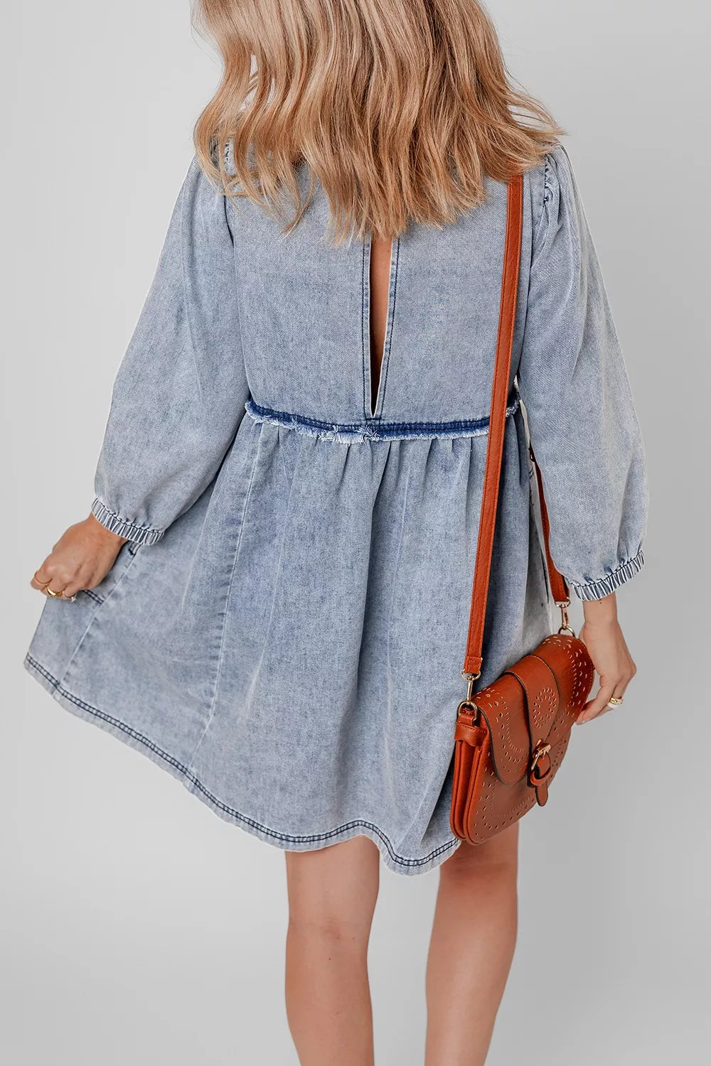 women's vintage wash denim dress with pockets - styling option