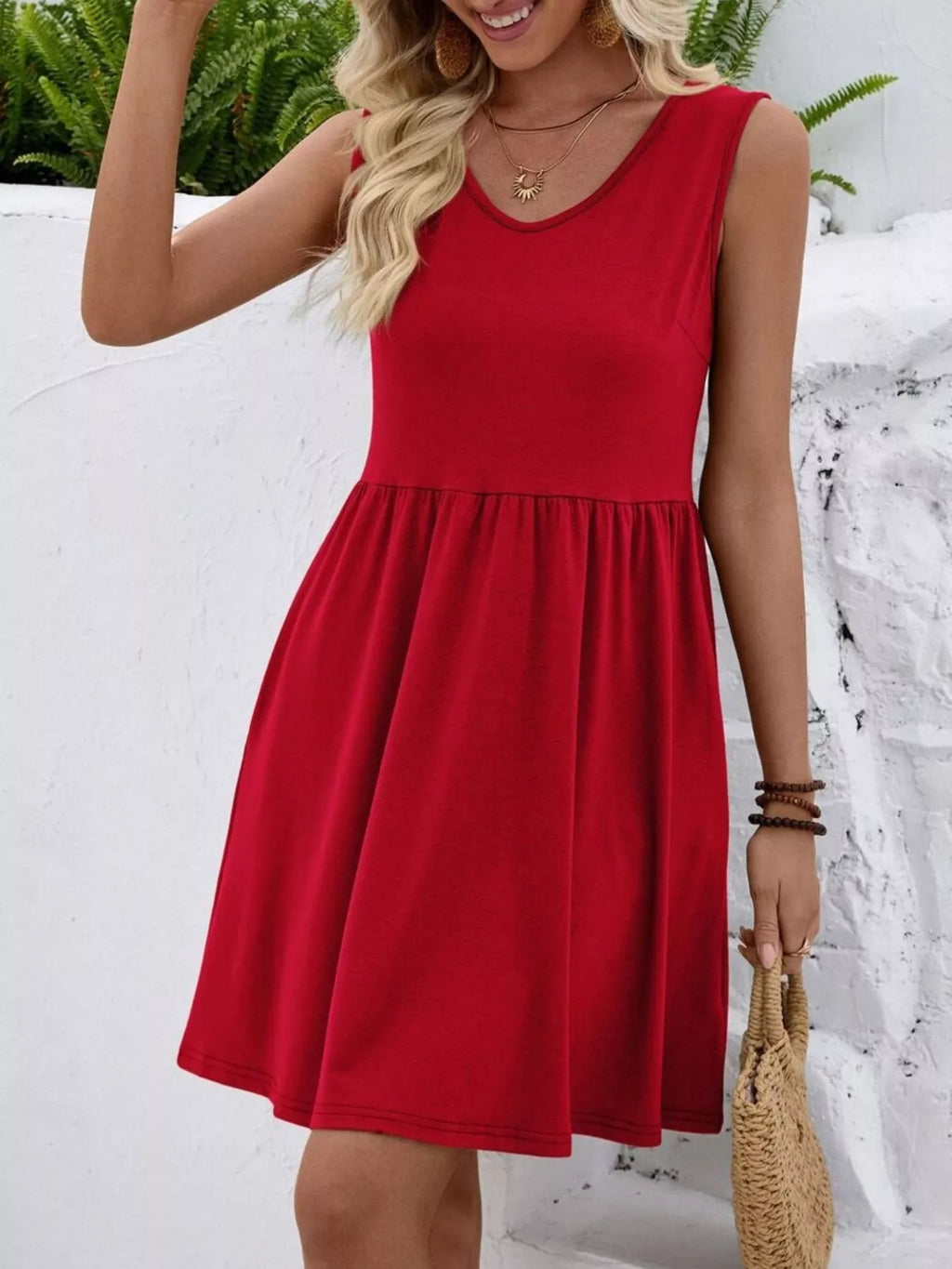 women's v-neck sleeveless mini dress - product detail