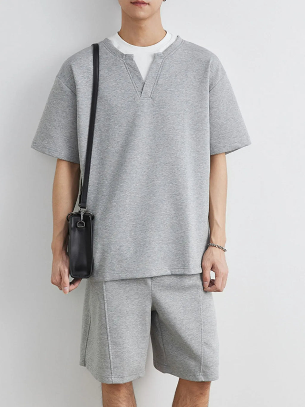 men's men's plus size half sleeve top and shorts set - extra view