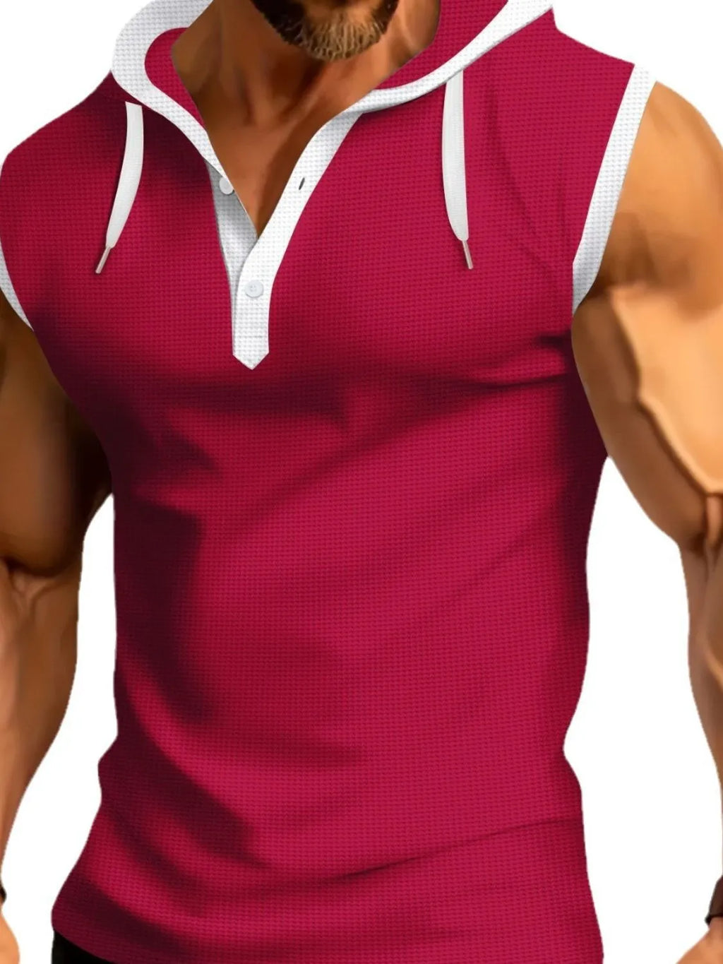 Men's Full Size Waffle-Knit Hooded Tank Plus Size
