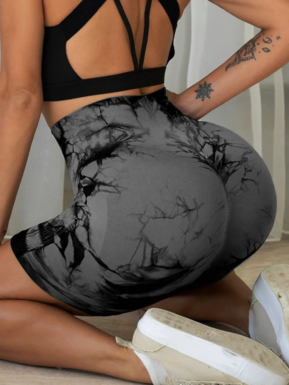women's tie-dye high waist active shorts - product detail