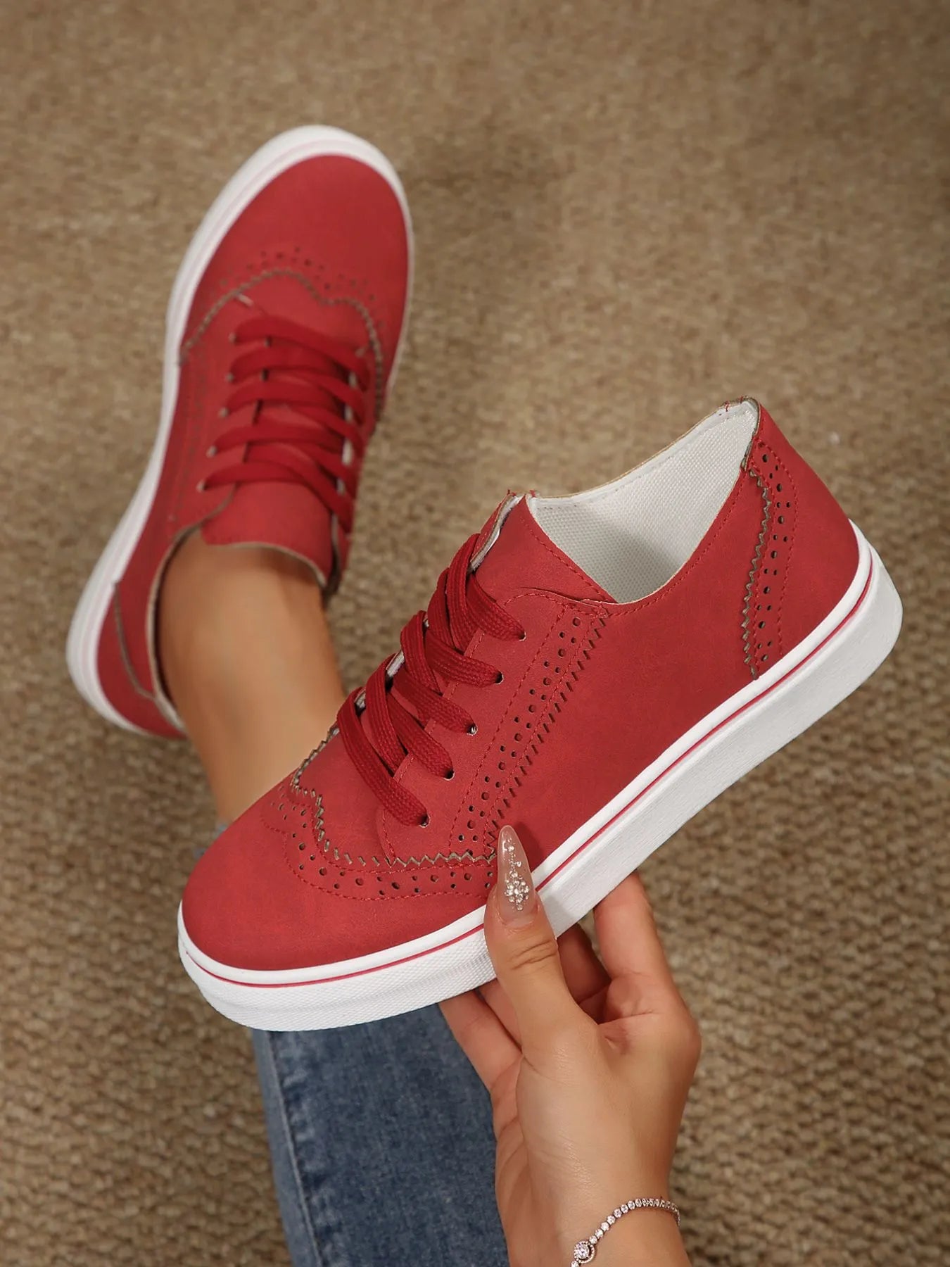women's lace up round toe platform sneakers - extra view