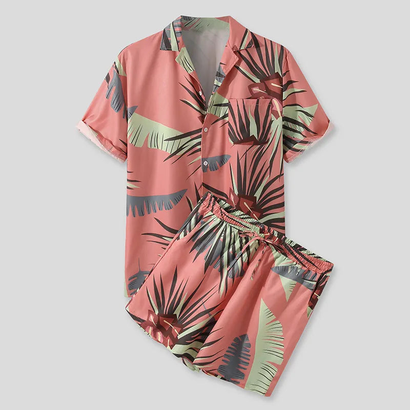 men's men's full size button up shirt and shorts set plus size - additional image