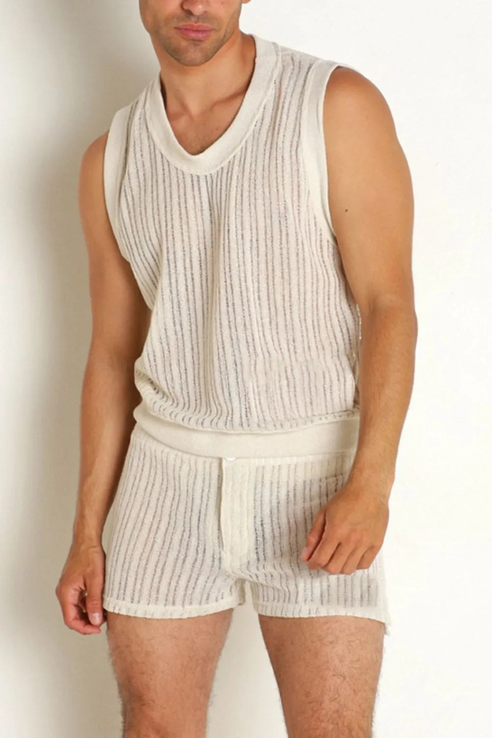 men's full size round neck tank and shorts set plus size styled as men’s set