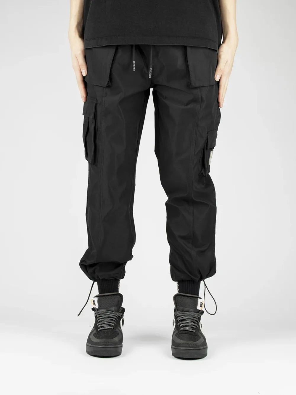Men's Drawstring Cargo Pants Black
