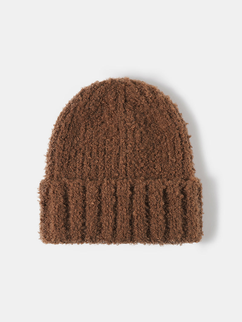 Thermal Teddy Knit Hat Brown One Size