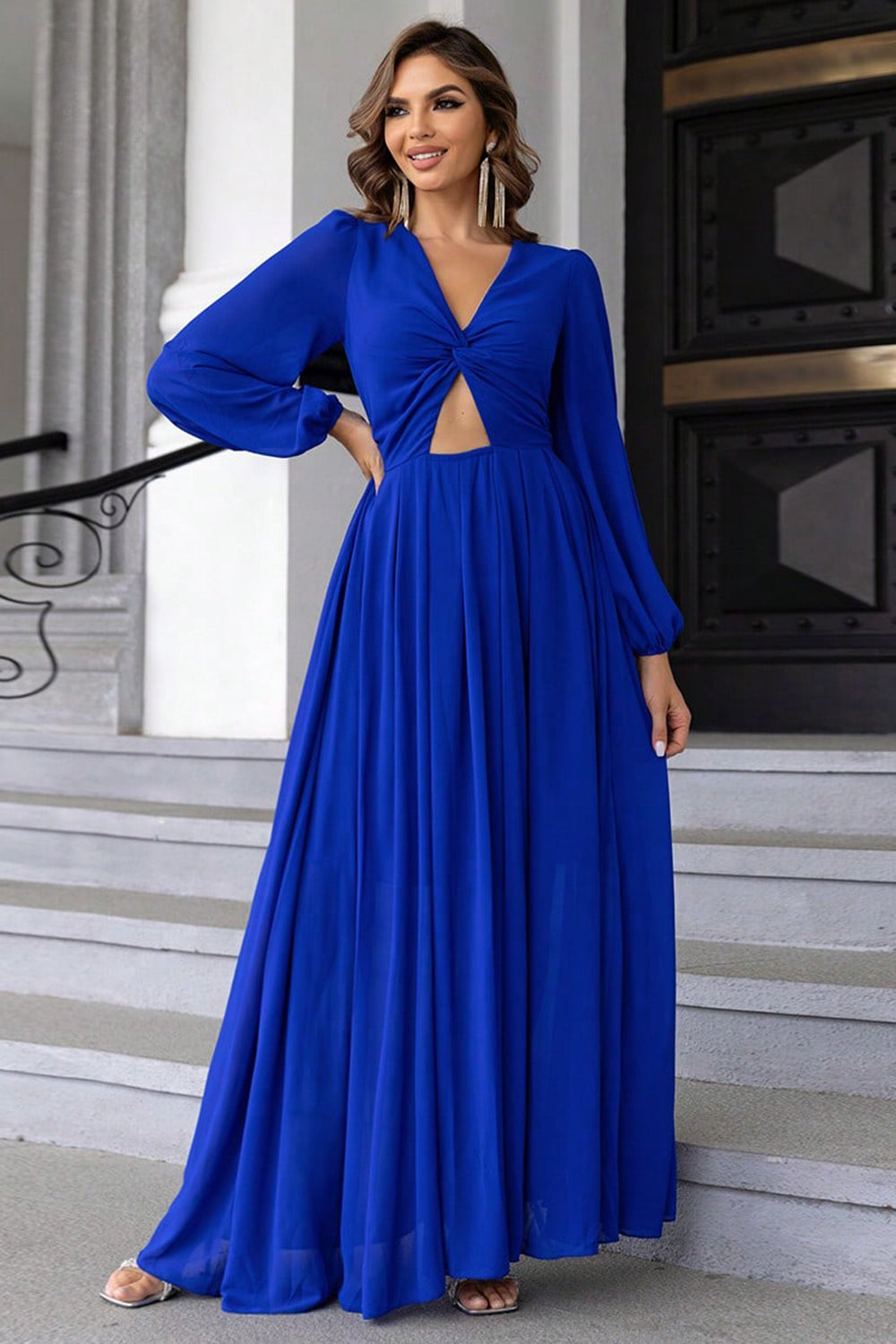 Twist Front Cutout Long Sleeve Dress – Donjane