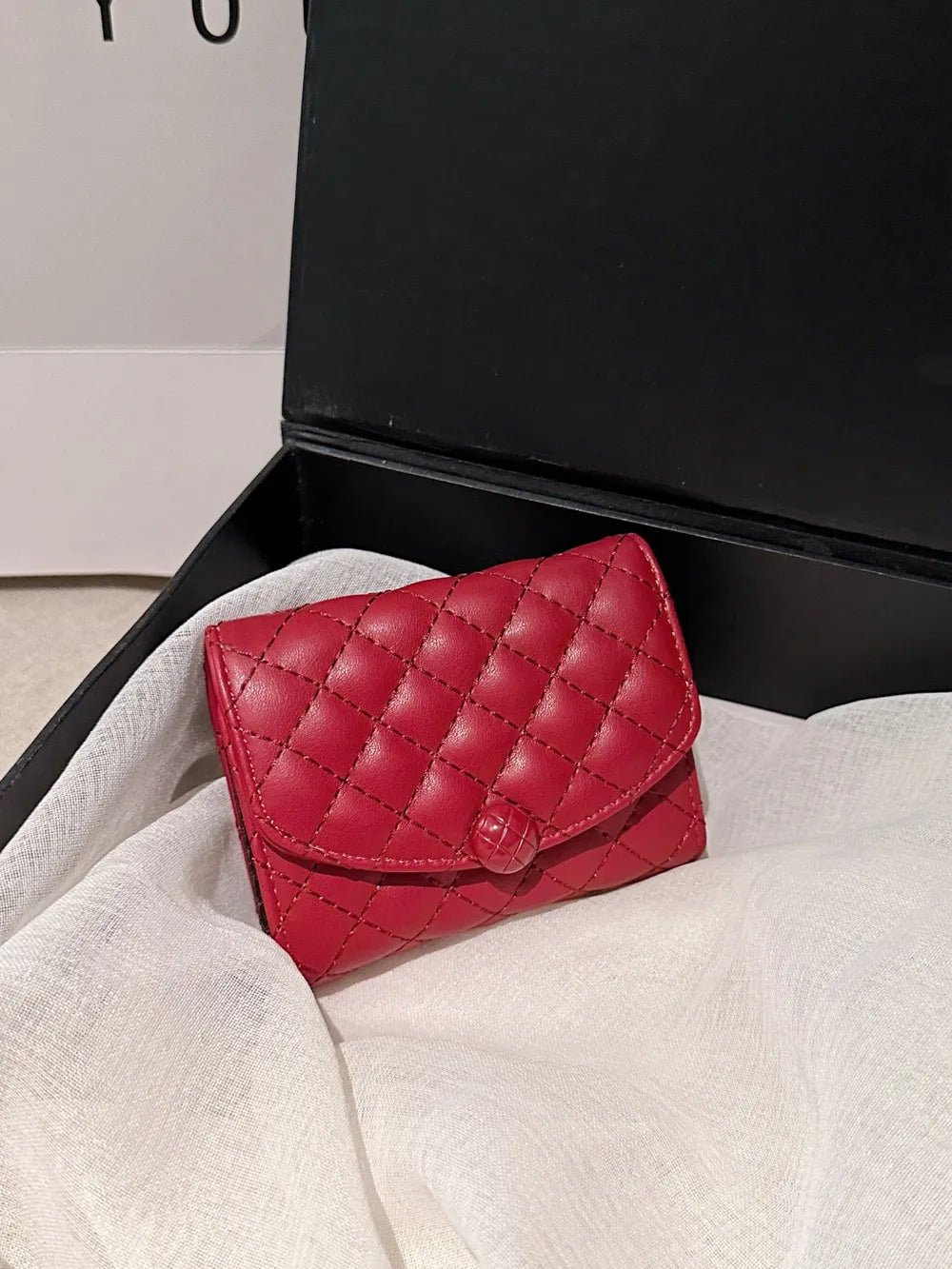 PU Leather Solid Color Wallet Scarlet One Size