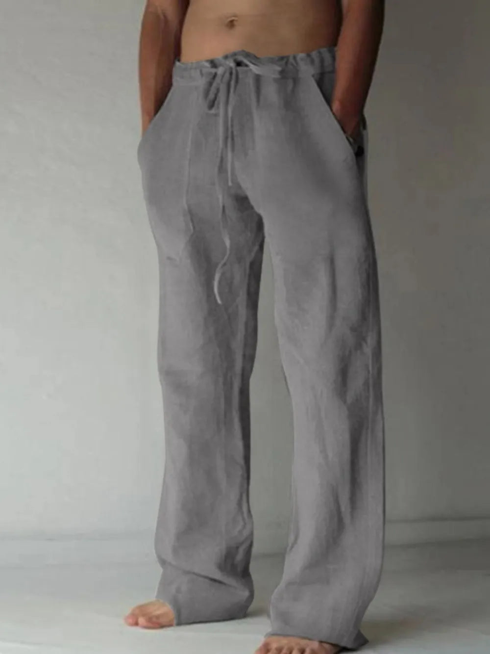 Men's Plus Size Drawstring Loose Fit Pants Gray