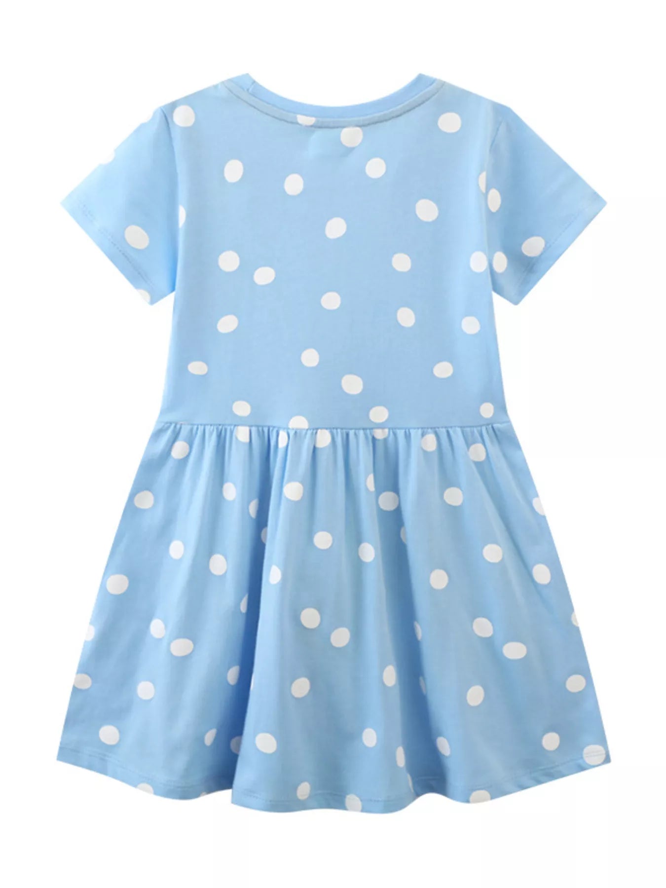 women's children's polka dot ladybug round neck dress - detail shot
