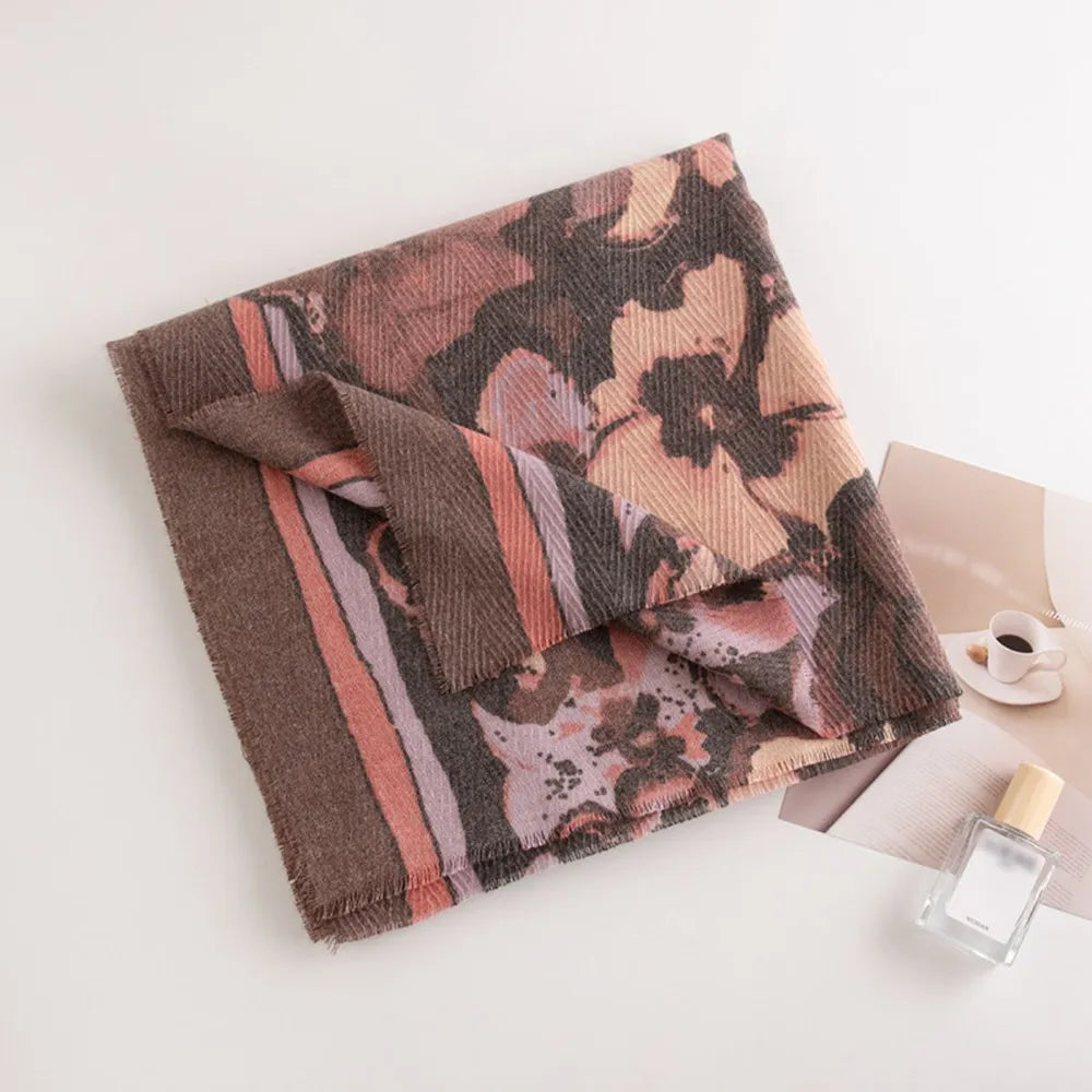 faux fur trim scarf looped with jacket