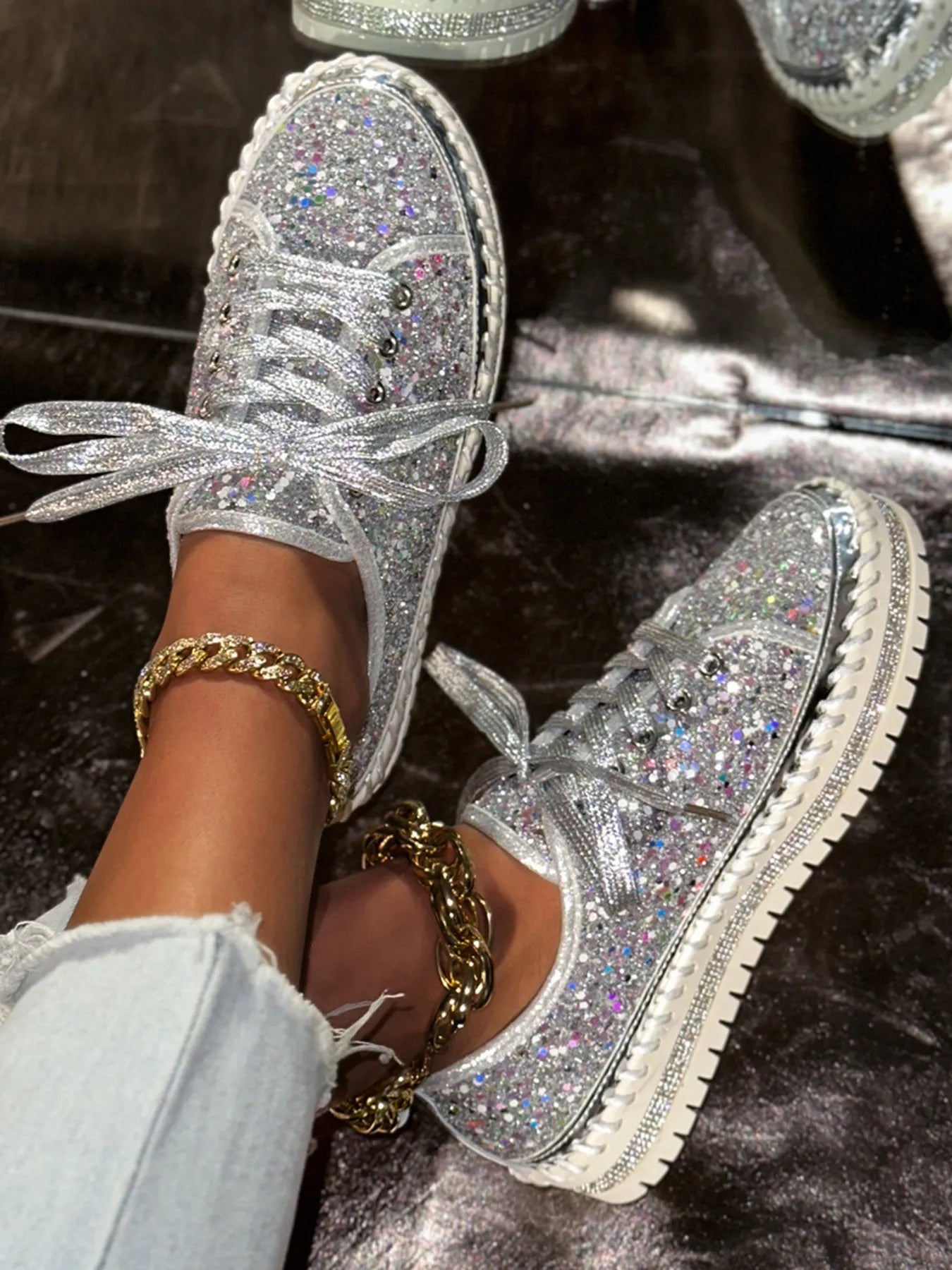 women's lace up round toe platform sneakers - product detail