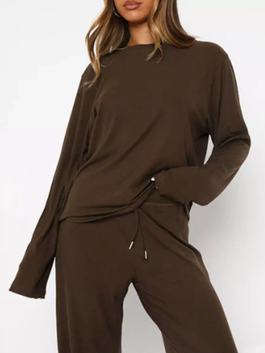 women's relaxed fit long sleeve top and pants set - extra view