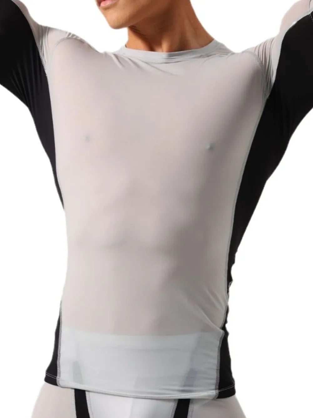 Men's Contrast Round Neck Short Sleeve T-Shirt