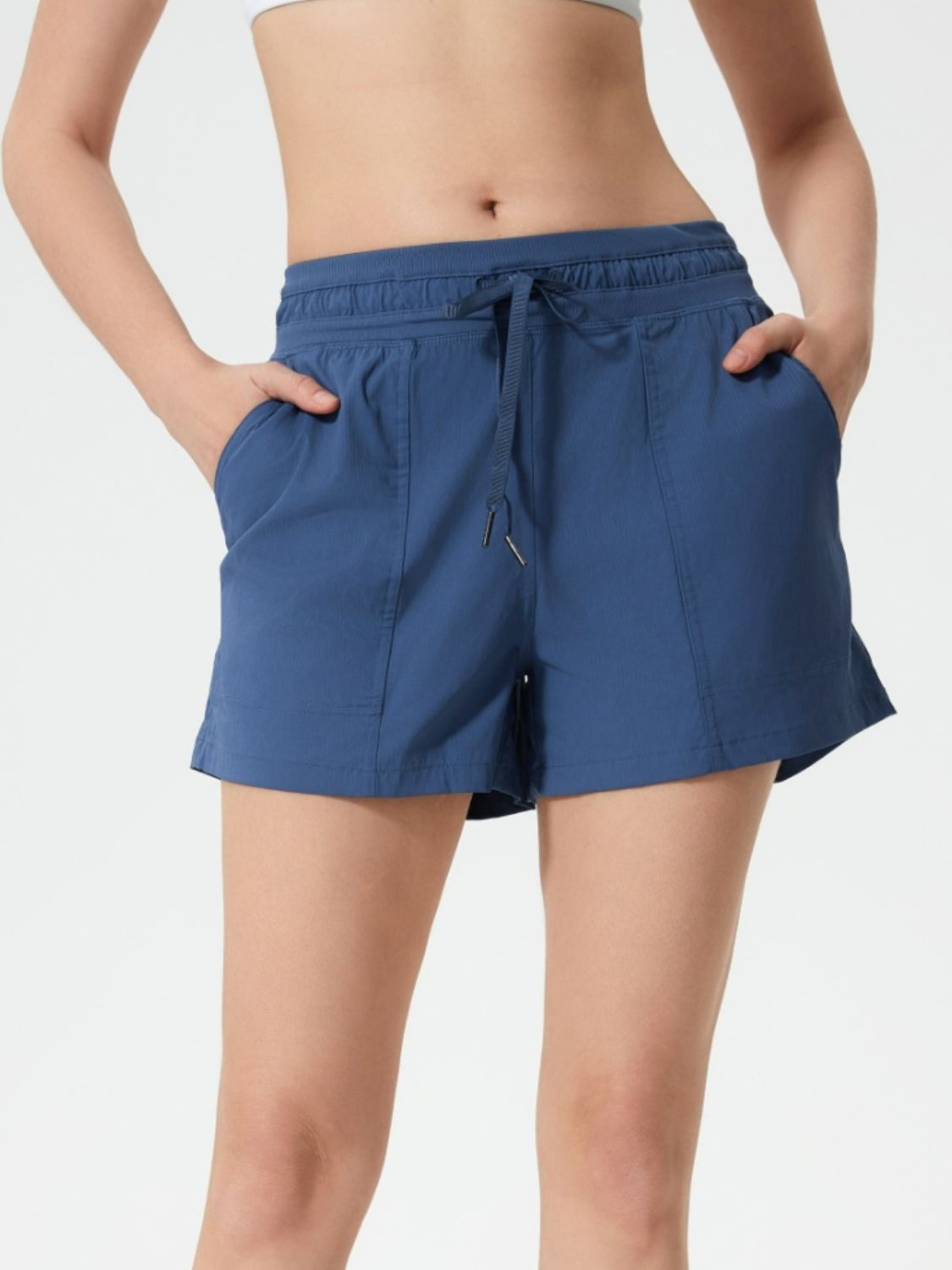 Millennia Drawstring Active Shorts with Pockets Dusty Blue