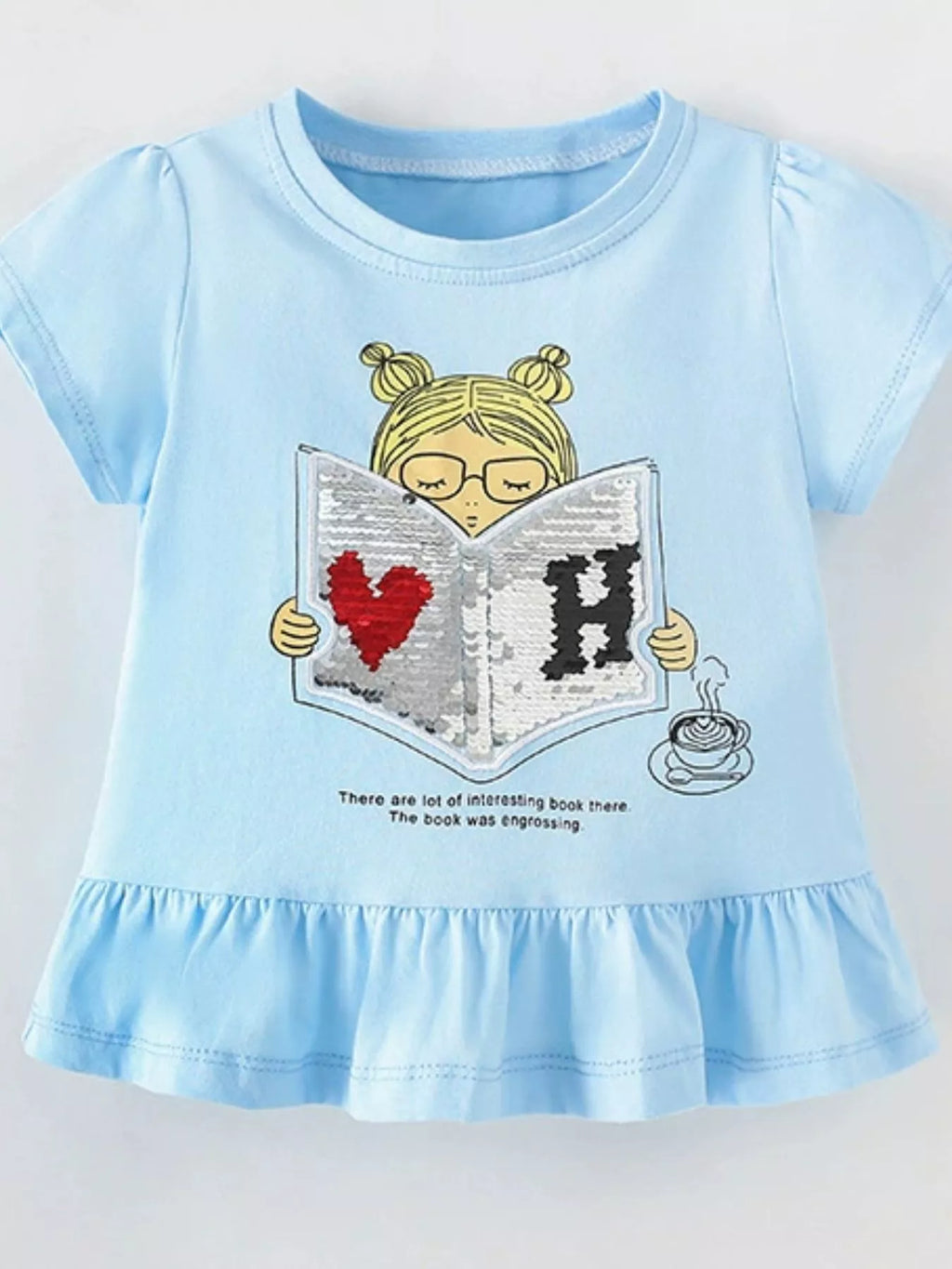 children's sequin round neck tee - styled view