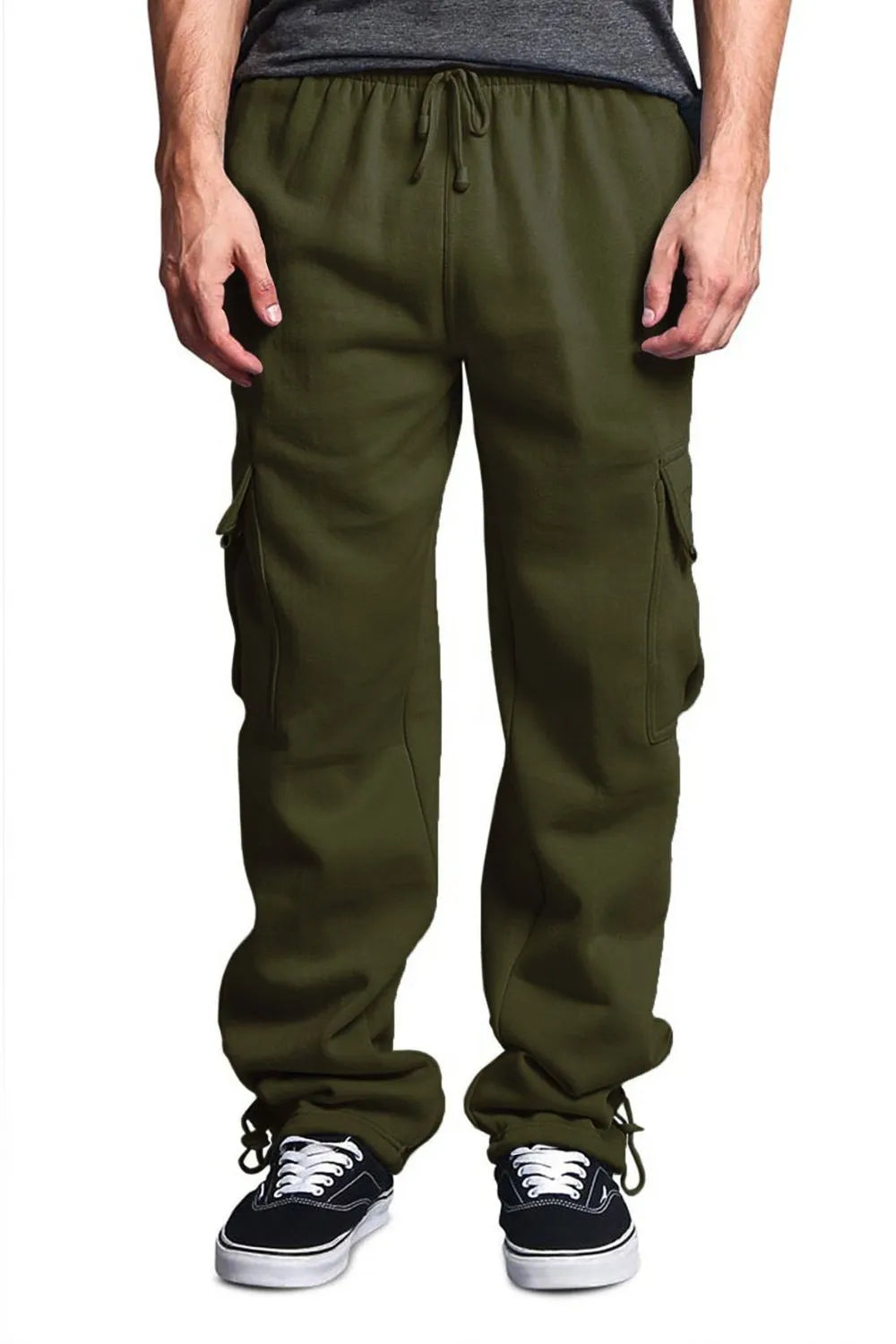 Men's Full Size Drawstring Pants Plus Size Army Green