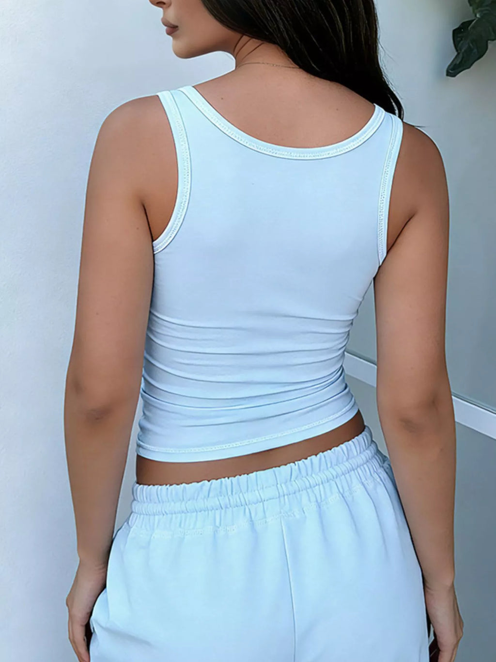 women's scoop neck tank top and drawstring pants set - additional image