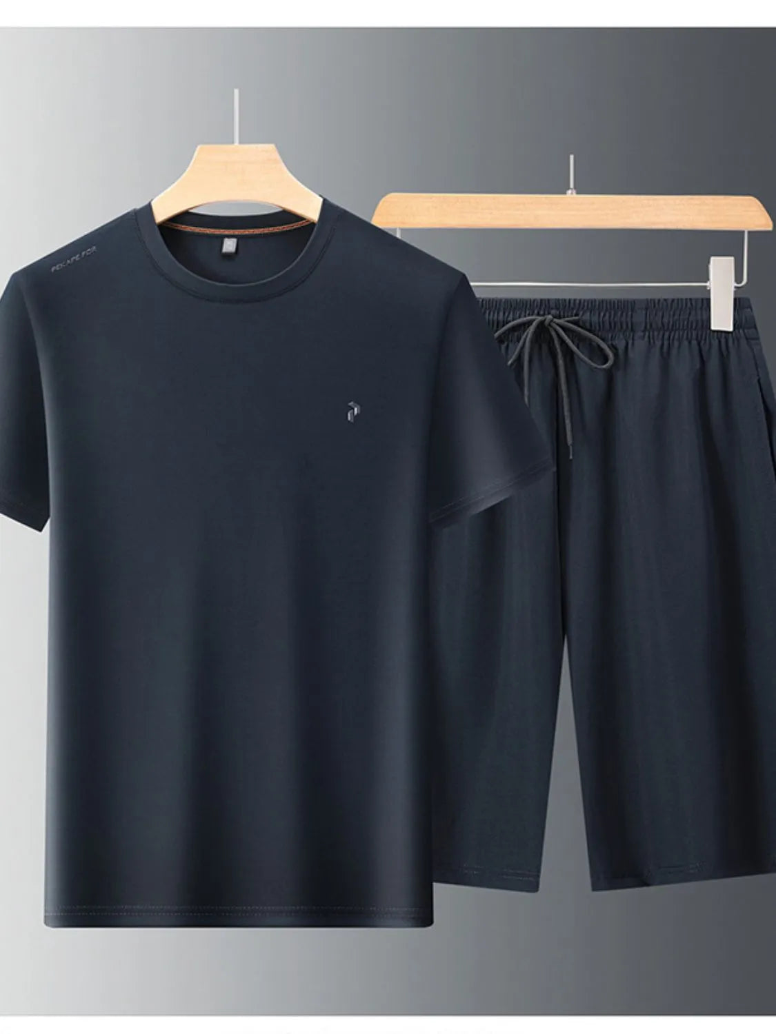 men's men's plus size round neck short sleeve top and shorts set - additional angle