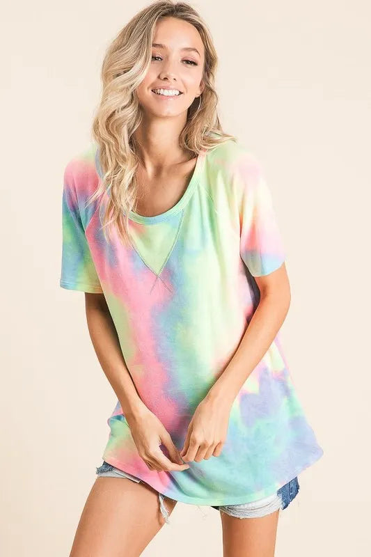 women's bibi tie dye french terry print top - extra view