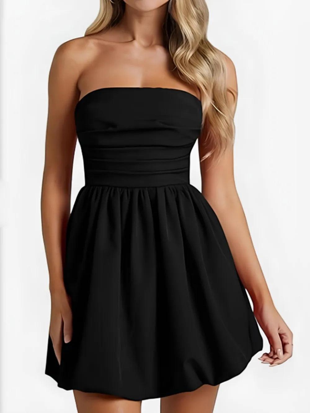 ruched tube mini dress shown as women’s dress