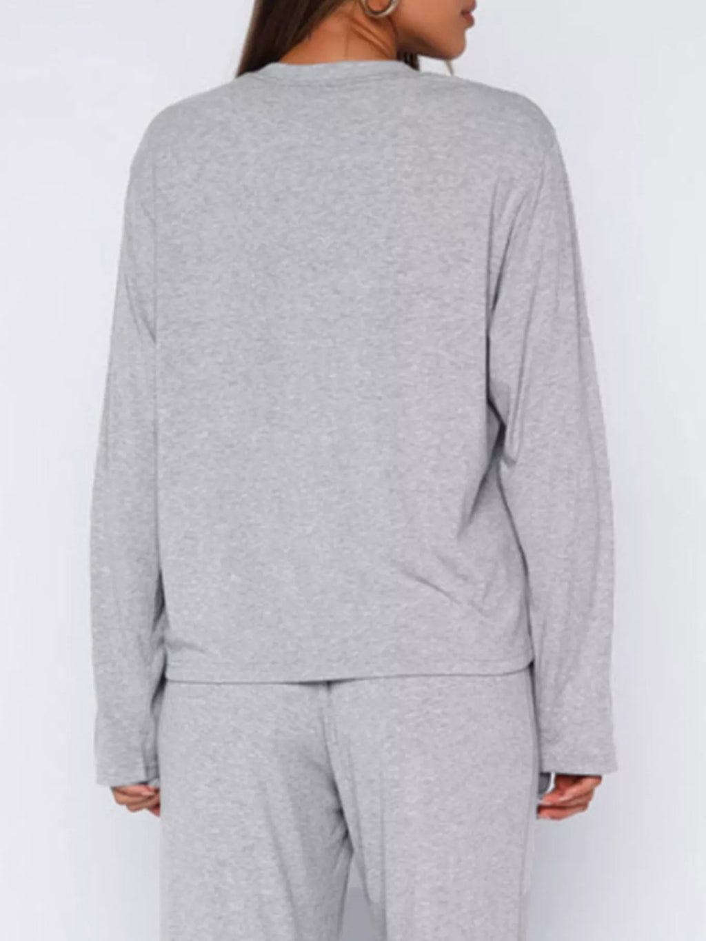 women's relaxed fit long sleeve top and pants set - additional image