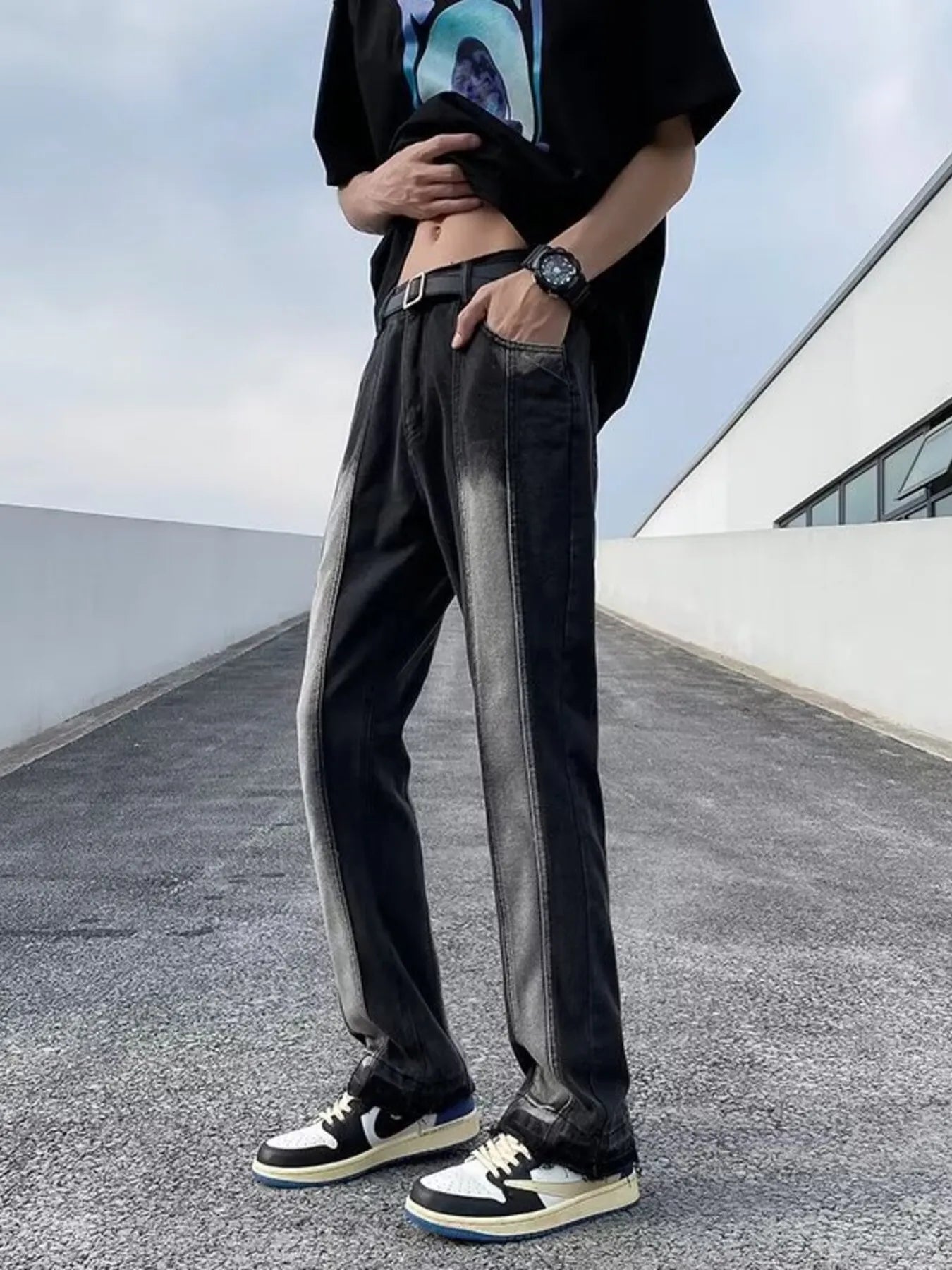 men's men's full size straight leg jeans plus size - second view
