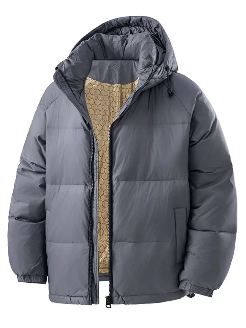 men's men's full size padded hooded puffer jacket plus size - additional angle