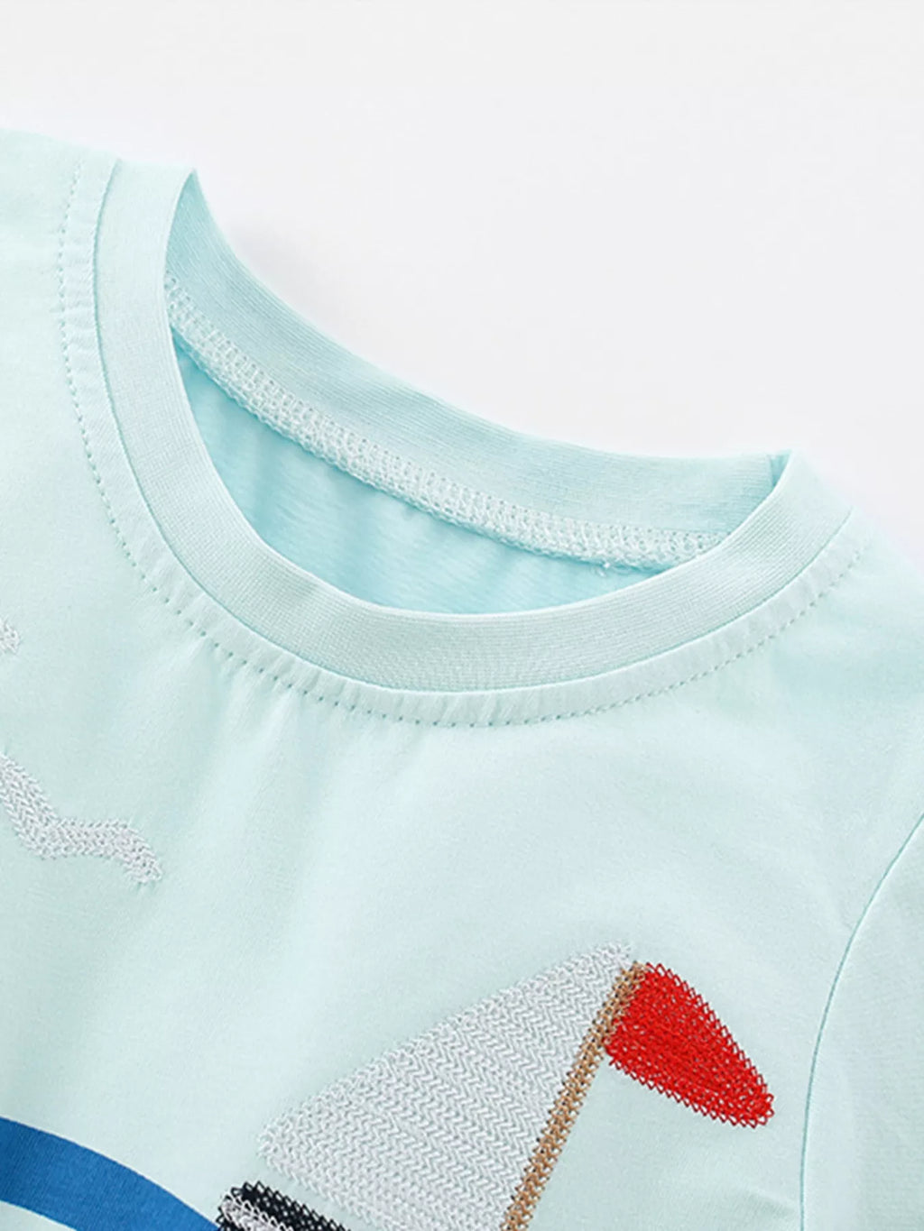 women's children's sailboat embroidered short sleeve t-shirt - side view