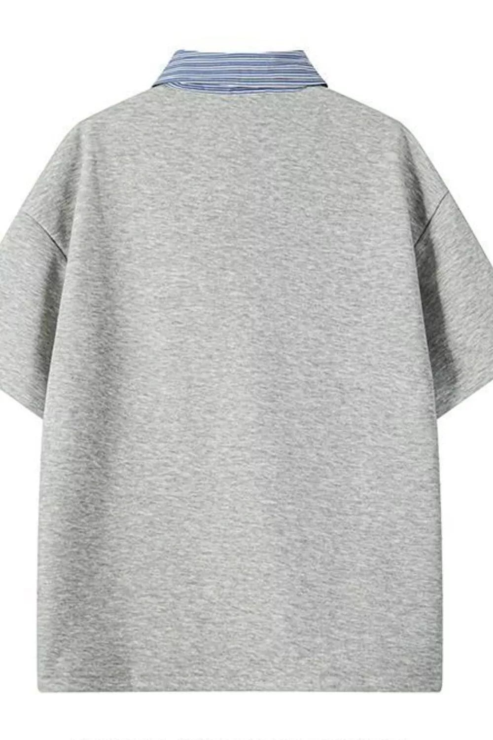 men's men's plus size striped collar relaxed fit polo - back view