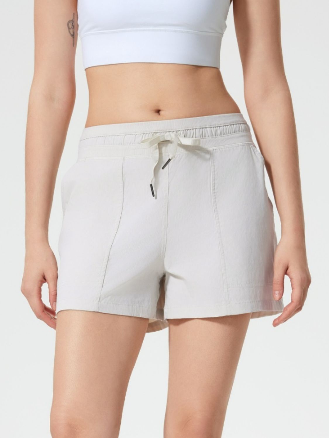 Millennia Drawstring Active Shorts with Pockets White