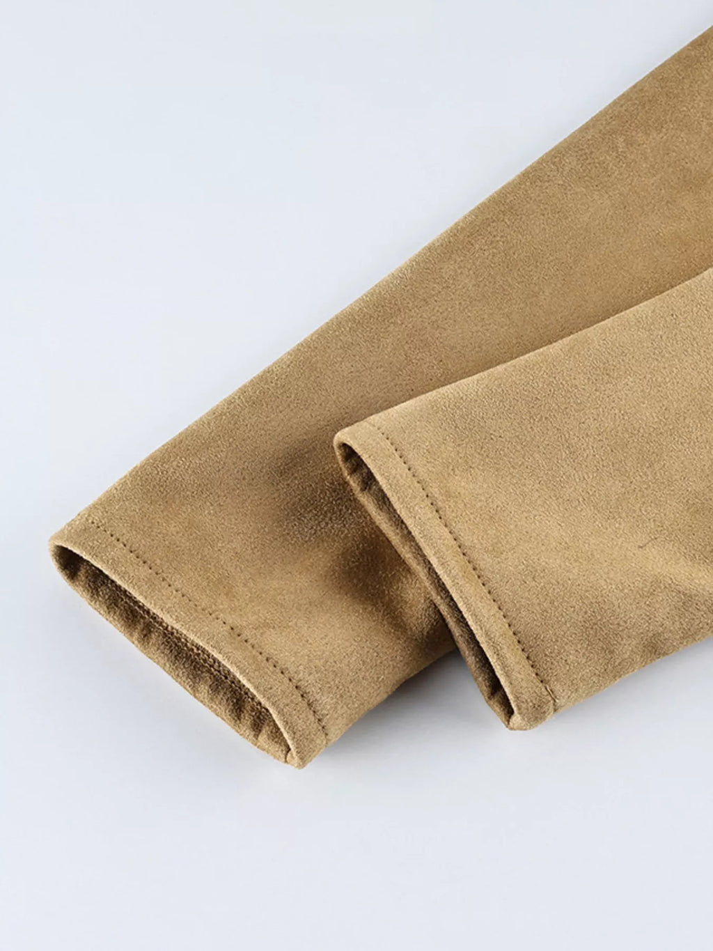 women's suede zip-up fitted jacket - extra view